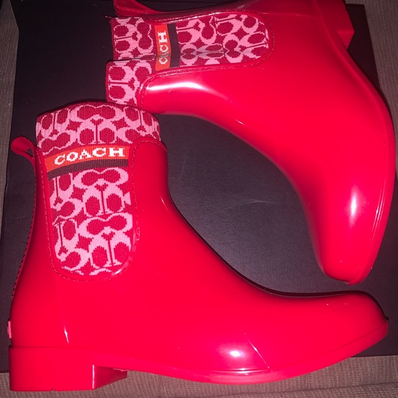 Coach Red Rivington Rubber Rainboots - Picture 2 of 7